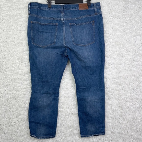 Madewell The Slim Boyjean Distressed Ripped Blue Denim Jeans Women Sz 32 Stretch - Picture 2 of 9